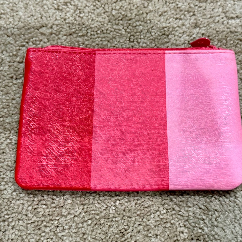 Ipsy Pink to Red Color Block Makeup Bag Toiletry Bag Pencil Pouch Trap Sack